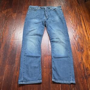 Levis 513 Jeans Mens 36x30 Blue Slim Straight Dark Wash Faded Whiskers Denim